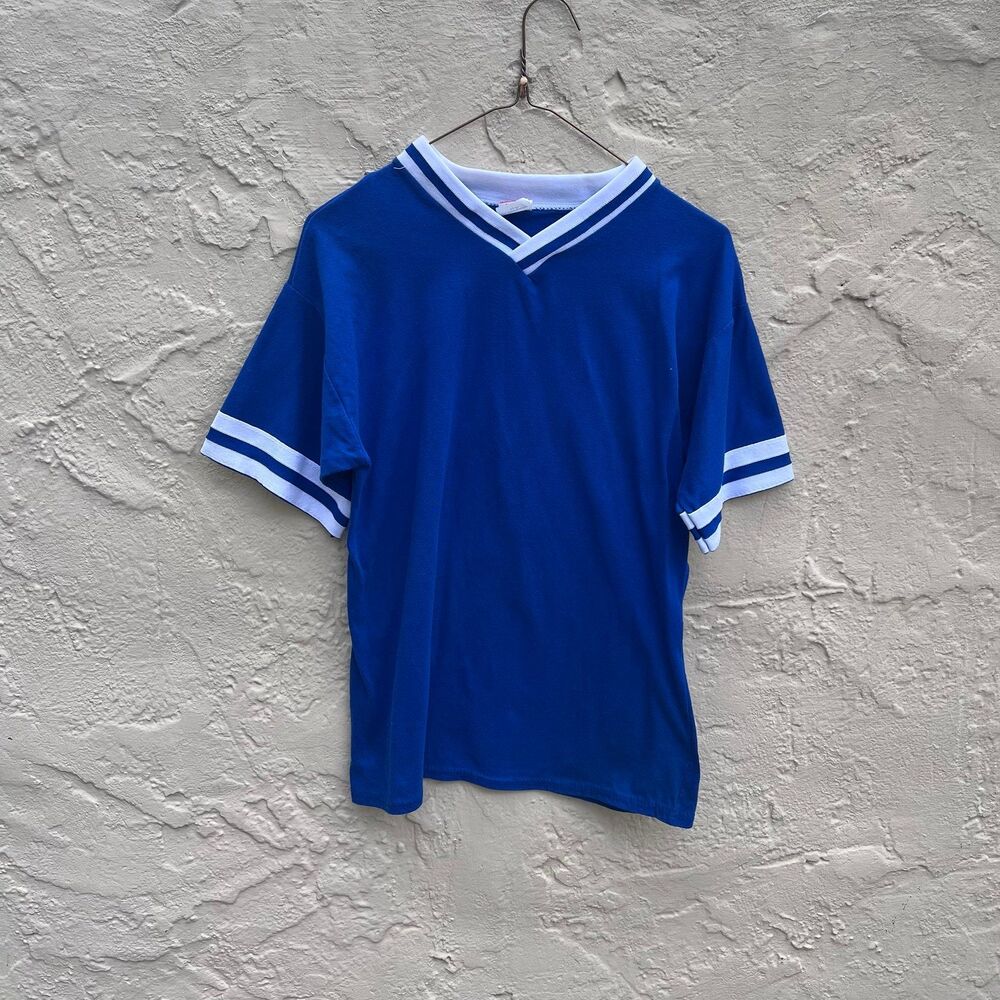 Vintage Empire sporting goods, blue V-neck, blank, dead stock sz L